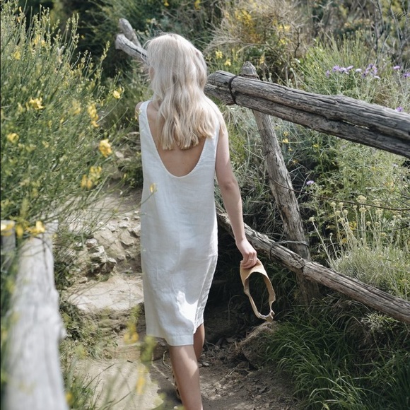 linenfox Dresses & Skirts - Linenfox Monstera Beige Natural Linen Dress